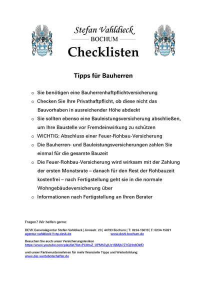 Tipps für Bauherren