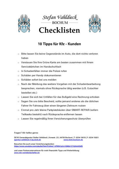 Tipps für KFZ-Kunden