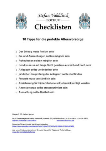Tipps zur Altersvorsorge