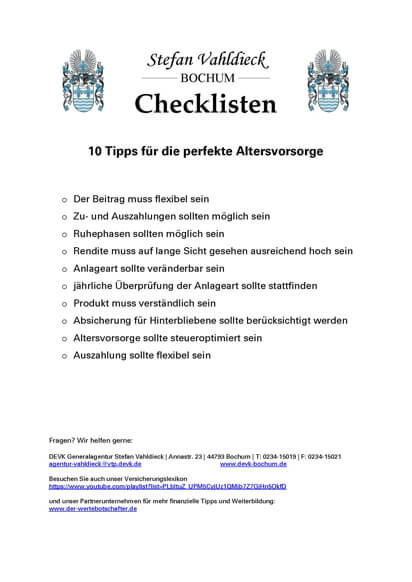 Tipps zur Altersvorsorge